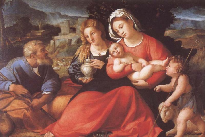 Palma Vecchio The Holy Family with Mary Magdalene and the Infant Saint John Sweden oil painting art